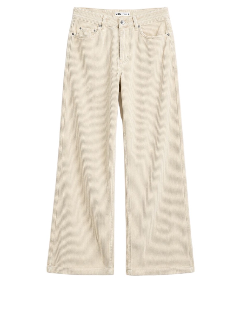 Zara Wide-Leg Corduroy Pants in Cream
